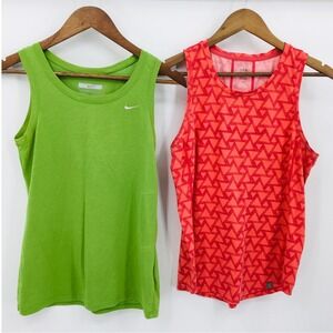 Nike Title Nine Athletic Tank Top Bundle Womens M Green Orange Outdoor Hike Gym